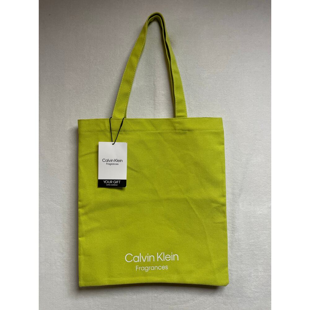 Calvin Klein fragrances‎ canvas tote Bag Womens new with tag lime green